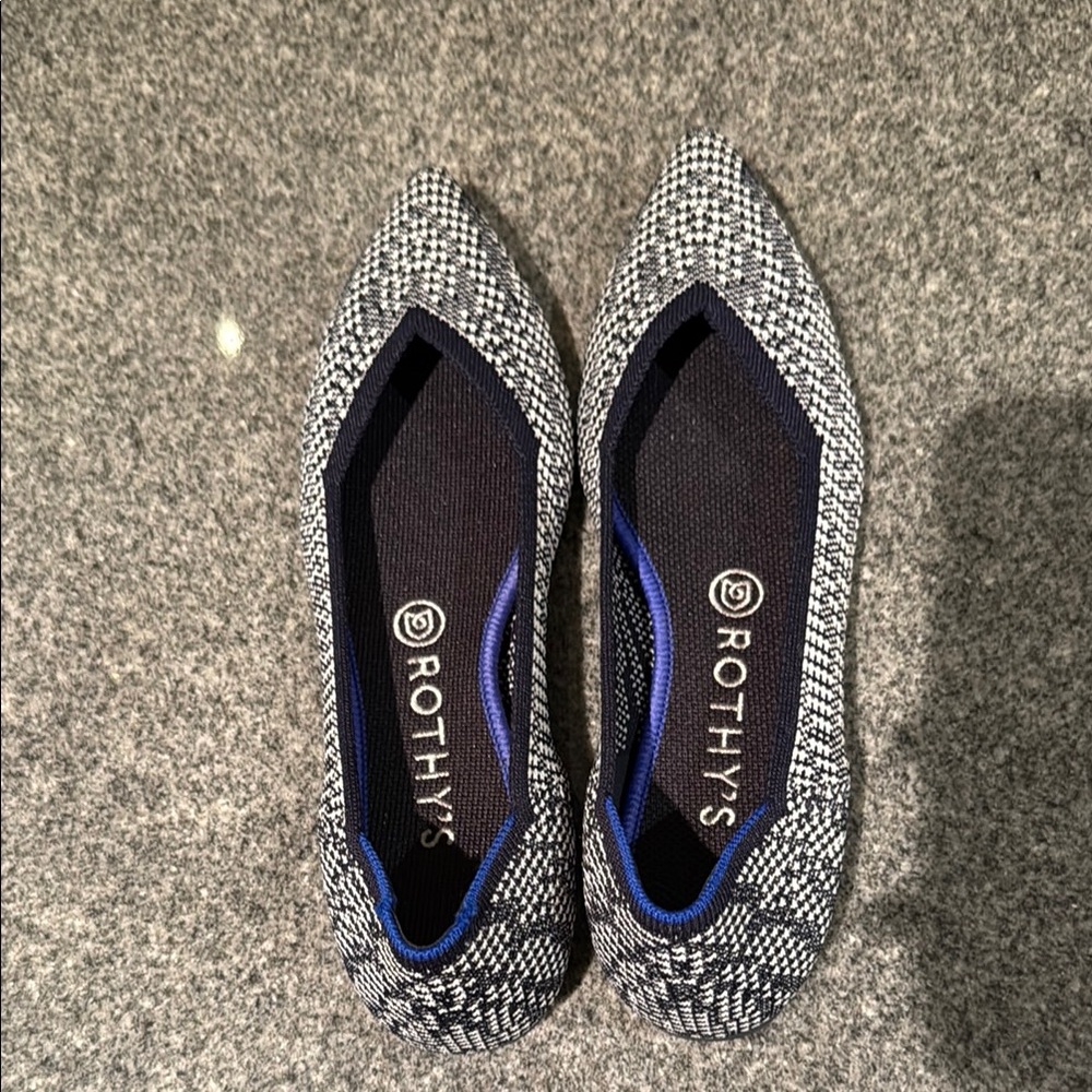 Rothy's Black and White Flats Sleek Slip-On Design